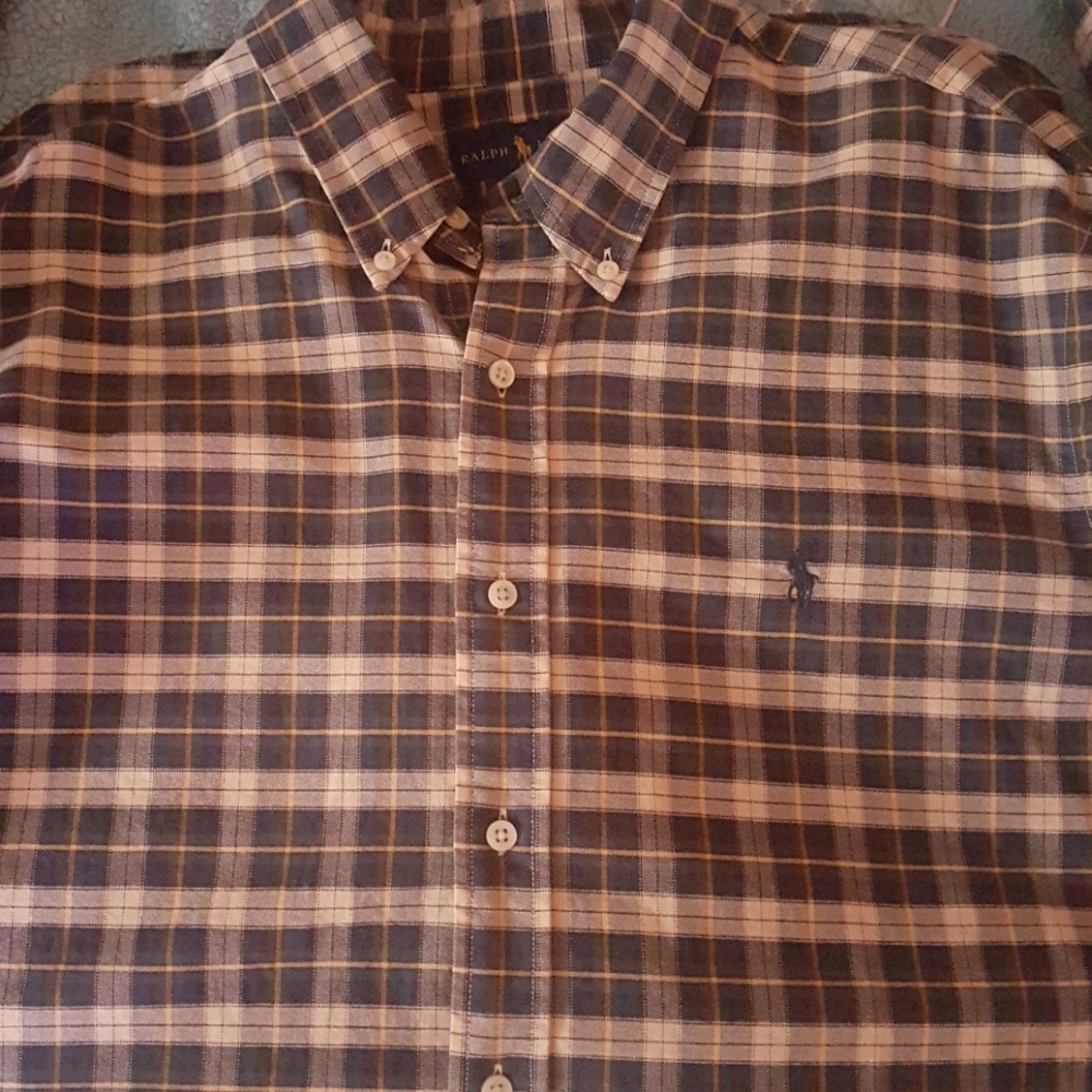 Men's long sleeve plaid polo shirt